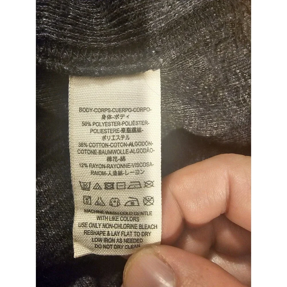 Free People We The Free Tara Split Back Turtleneck Sweater Charcoal Gray Large